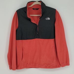 The North‎ Face Women's 1/2 Snap Pullover Fleece Size Large Coral Grey